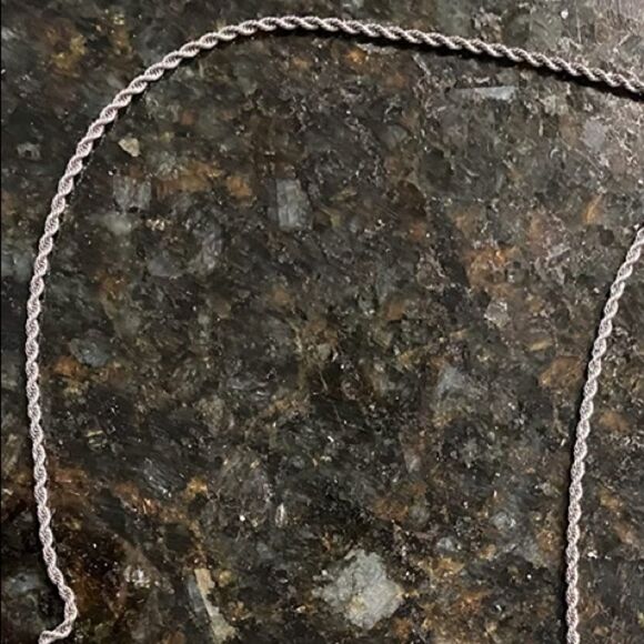 Mens Solid 925 Long Sterling Silver Rope Necklace - Picture 6 of 7